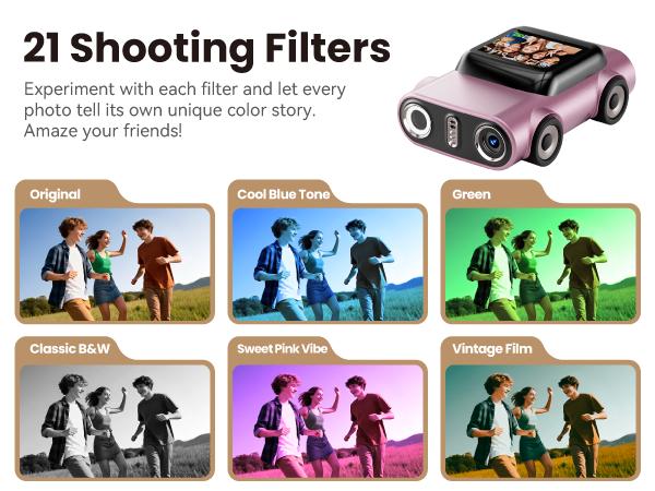 Mini camera with car design - vlog camera, equipped with fill light and wireless microphone, 32GB large memory, 4K high-definition video recording and photography, short video creation tool, portable anti shake outdoor travel home and children's gift