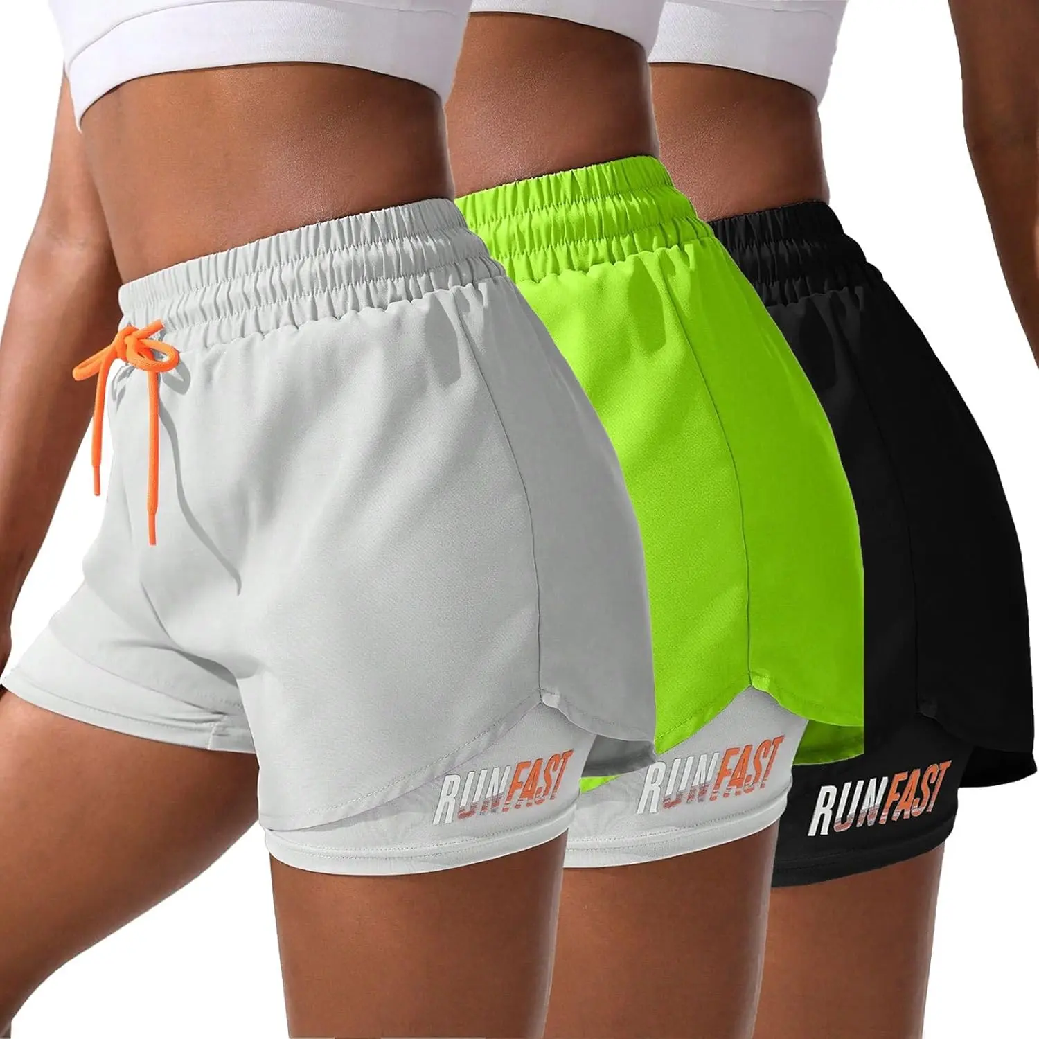 3 Piece Women's 2 in 1 Workout Shorts Gym Workout Yoga Running Biker Tennis Skirts Clothes Summer