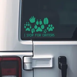 I Stop For Critters, Save Animals, Stop For Animals, Pawprints, Vinyl, Decal, Car Decal, Water Bottle Decal J