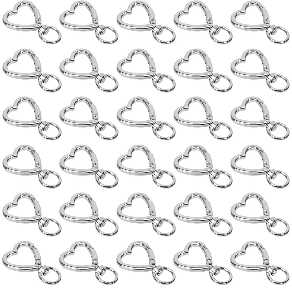 30 pcs heart-shaped spring keychain set, metal lobster buckle, suitable for DIY enthusiasts, making keychain bags, hanging jewelry pendants