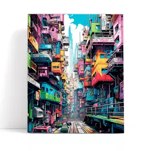 Paint by Numbers Kit for Adult, Colorful Dystopia, DIY Wall Art for Home Decoration, Handmade Craft, Meaningful Couple Keepsake, Gift, 40*50cm/16x20Inch