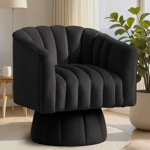 Swivel Accent Chair,360°Swivel Barrel Chair, Modern Swivel Chair With Velvet Fabric, Mid-Century Swivel Chair With Wide Upholstered, Round Swivel Armchair For Living Room, Lounge, Bedroom