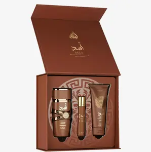 Lattafa Asad Bourbon 3-Piece Fragrance Gift Set - Perfume Gift Set with Lavender Blend, Spicy-Sweet Notes, Rich Gourmand Scent for Adults