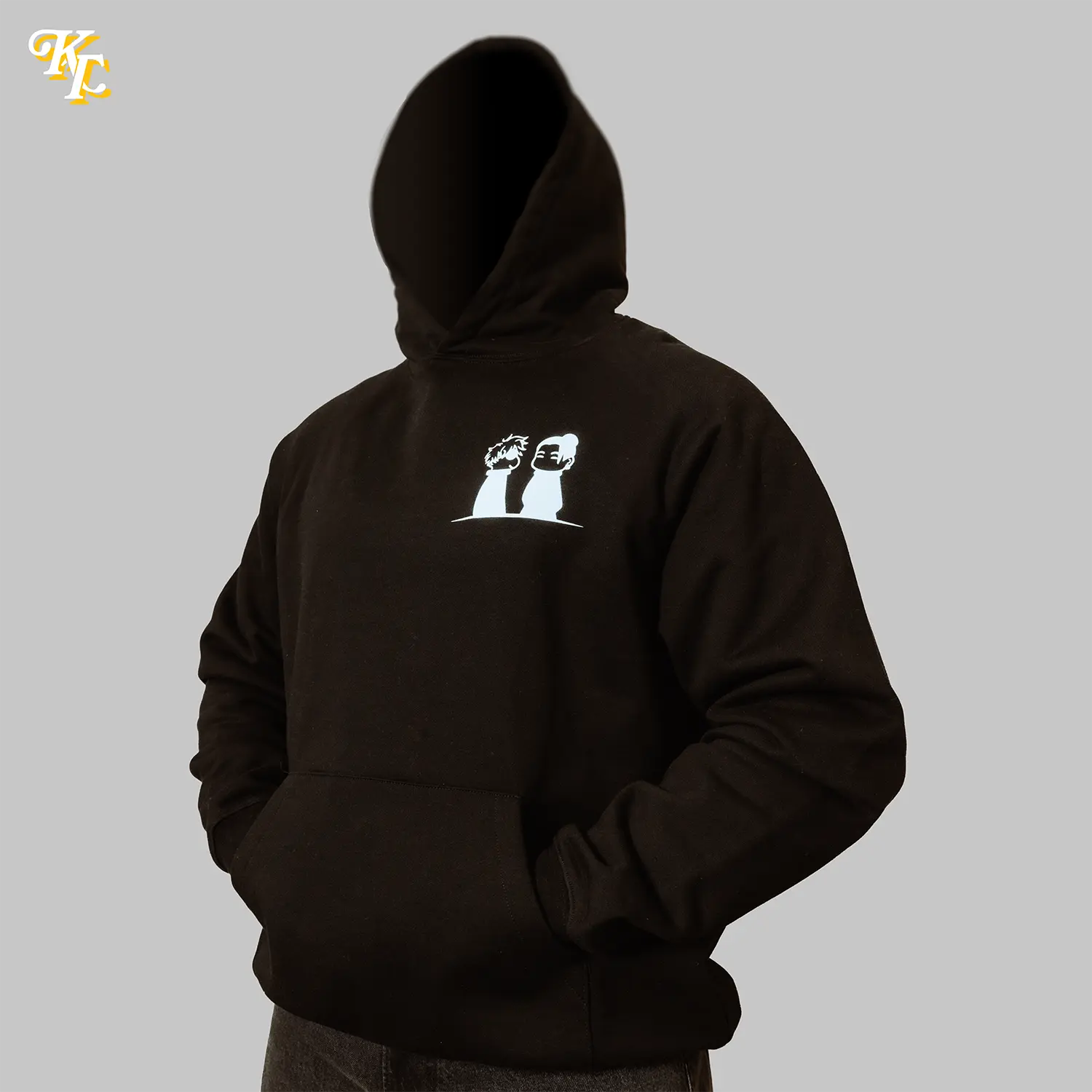Chibi x Betta Fish "Shinyuu" Anime-Inspired Unisex Cotton Crewneck Hoodie, JJK Gojo Geto Graphic, Trending Minimalist All-Season Menswear Tops Sweatshirts