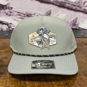 Backwater Badge Rope Hat - Waterproof Adjustable Cap with Dog & Duck Design
