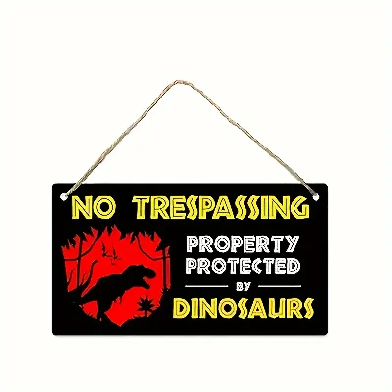1pc boy's room decorated with dinosaur themed wooden tags - high-precision printing, perfect dinosaur bedroom decoration, Jurassic Park, interior decoration, home decorative ornament, Wall Hanging Ornament, Hanging Decorations, with ropes