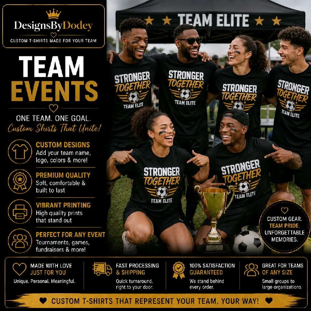 Custom Team T-Shirts with Logo or Text – Personalized Group Shirts for Sports Teams, School Events, Fundraisers, Work Teams and Organizations