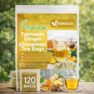 Premium Herbal Turmeric Ginger Tea Bags 100% Natural Eco-Friendly Biodegradable Sugar-Free, Caffeine-Free, Gluten-Free Vegan Health Drink Family Stockpile Combo Pack
