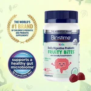 Biostime Kids Daily Digestive Probiotic Fruity Bite Gummies (Ages 4+) | Probiotics for Kids | Includes 2 Billion CFU to Support Digestive Health | No added sugar Fruity Bites | Free from Top 9 Allergens |50 Count
