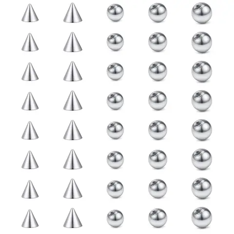 Punk Style Stainless Steel Body Piercing Jewelry Replacement Ball, Side Labret Jewelry, Lip Jewelry, 50pcs Unisex Geometric Design Body Jewelry, Fashion Jewelry for Party, Perfect for Birthday Gift
