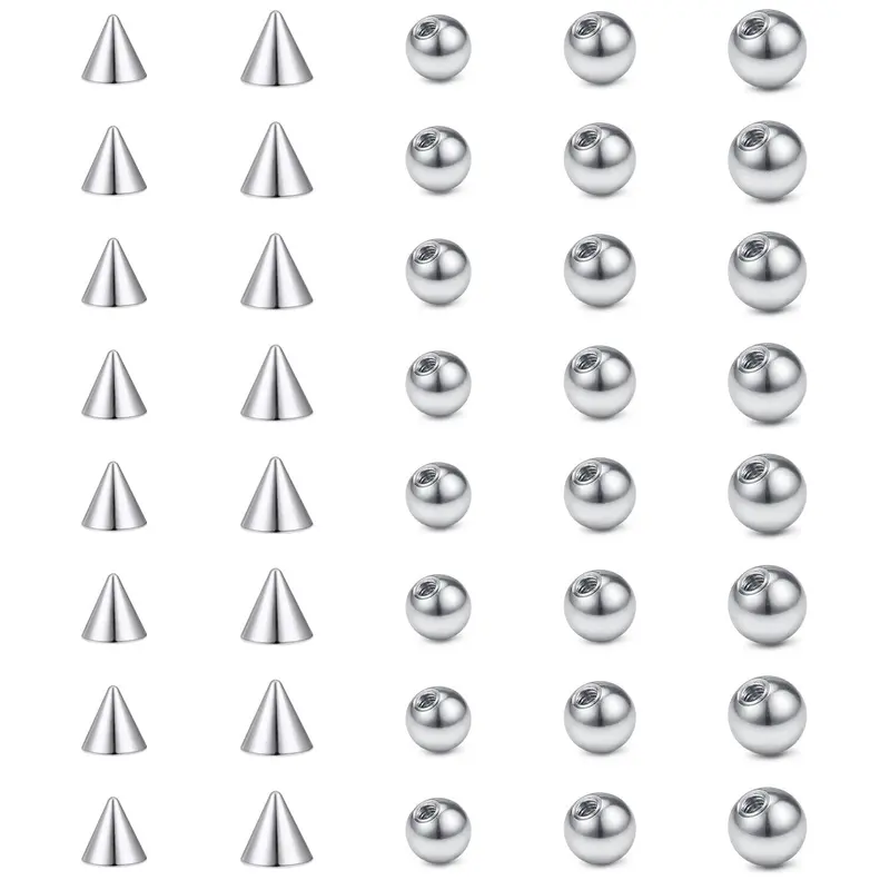 Punk Style Stainless Steel Body Piercing Jewelry Replacement Ball, Side Labret Jewelry, Lip Jewelry, 50pcs Unisex Geometric Design Body Jewelry, Fashion Jewelry for Party, Perfect for Birthday Gift