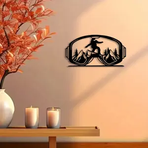 1pc Snowboarding Metal Wall Art, Snowboarding Statue Mural, Perfect for Living Room, Ski Chalet, Powder Coated Snowboarder Silhouette, Christmas Decor, Ideal Gift for Snowboarders, Modern Home Decor