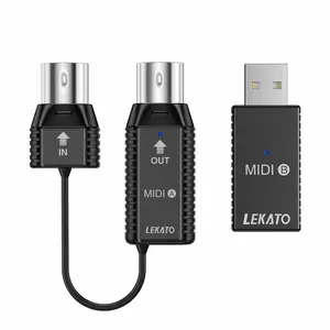 LEKATO Bluetooth Midi Interface Adapter with USB for Recording, Wireless MIDI Adapter, Ultra Low Latency 5 PIN for Synthesizer EWI Keytar Digital Piano Keyboard to MIDI Devices, Mac OS/iOS, Win XP, for Music Lovers Girls Boys Friends Gift