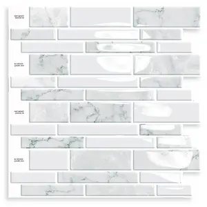 DEWOO 10 12×12 White Marble Look Ceramic Wall Tiles for Kitchen & Bathroom Decor Decorative Design wainscoting wallpaper kitchen decor kitchen decor sets girl room accessories