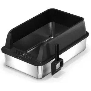 Stop Litter Tracking! Open Cat Litter Box with High Sides – Splash-Proof, Easy Clean Removable Tray, Odor Control for Large Cats & Kittens