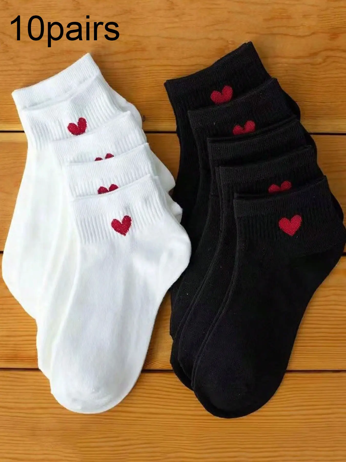 10 pairs of women's heart-shaped white Knitted Socks, Japanese style couple socks with a casual and trendy style, Casual Comfy Socks