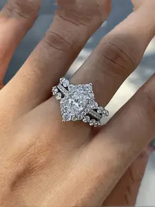 3pcs Elegant Gorgeous Marquise Cut Cubic Zirconia  Zirconia Cubic Zirconia Rings Ladies Wedding Party Banquet Holiday Decoration Set Perfect Gift