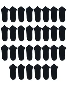 Unisex Black Ankle Athletic Socks, 10/20/30 Pairs, Breathable Moisture-Wicking Cotton Blend, High Elastic Non-Slip Socks for Running, Gym & Daily Wear, Bulk Value Pack