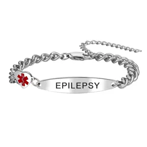 OIDEA Women’s Stainless Steel Heart Design Medical Alert ID Bracelet - Cuban Link, Adjustable Emergency Alert Bracelet for Diabetes, Epilepsy, Heart Design Bracelet summerwins,summerwins