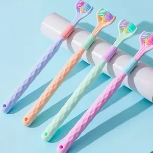 360-Degree Triple-Headed Soft Bristle Toothbrush for Adults - Comfortable Oral Care Cleanser