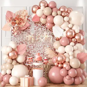 Rose Gold Balloon Arch Kit - 100pcs Blush Pink Balloons Arch with Pink and White Balloons, Rose Gold Balloon Garland for Baby Shower Baby Girl, Wedding, Prom, Girls Birthday Decorations