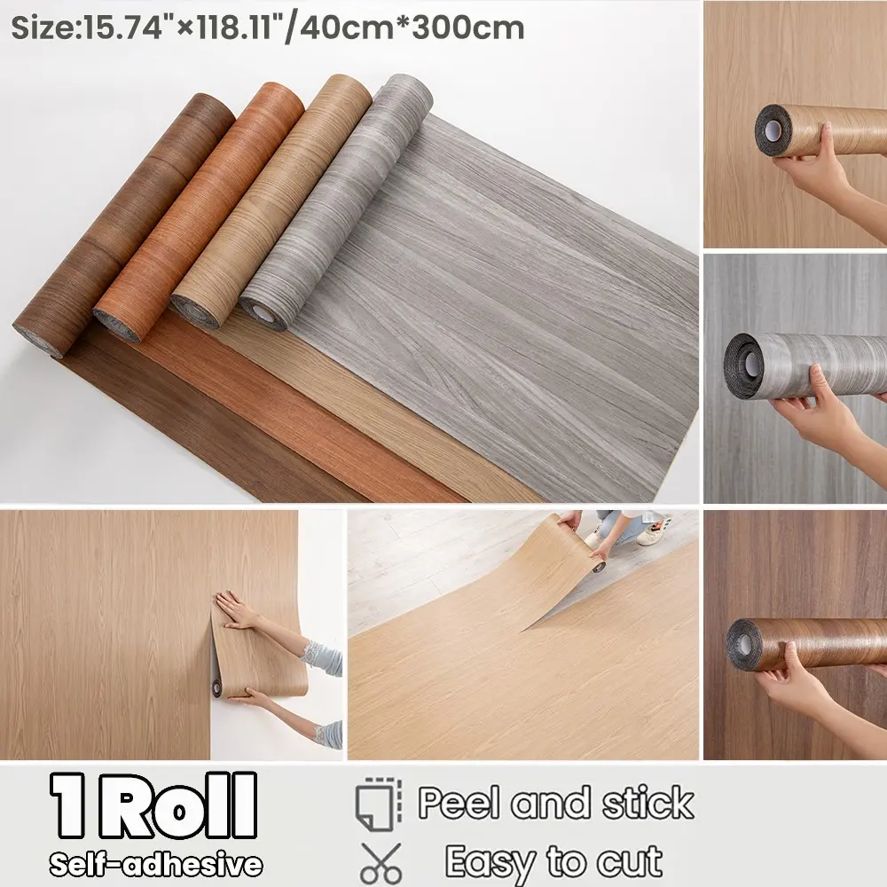 Thick Self-Adhesive Vinyl Flooring Sheet, Nordic Style Wood Grain Pattern, Easy Peel and Stick, Durable Wear Resistant, Suitable for Living Room Bedroom Office