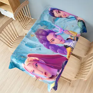 Huntress Team Trendy Anime Print Stretch Tablecloth, Rich Colors, High-Quality Polyester Fiber, Easy to Clean, Home Kitchen Decor