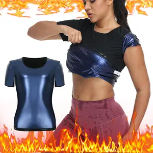 Sauna Suit for Women Sweat Body Shaper Top Women's Athletic Tee, Short Sleeve Top Compression T-Shirt,   Training Clothes Outdoorfun Athletic Workout Sweat Tank Top Shirt Sportswear