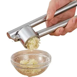 2-Piece Stainless Steel Garlic Press, Multi-Functional Crusher and Peeler, Manual Grinder, Kitchen Tool for Crushing and Grinding, Easy to Clean