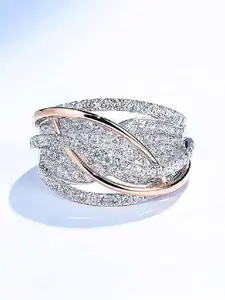 Elegant Rhinestone Decorated Ring, Exquisite Trendy Layered Ring for Women for Daily & Party Decoration, Wedding Engagement Anniversary Party Jewelry Gifts