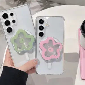 Cute Floral MagSafe Phone Grip, Foldable Magnetic Griptok Ring Stand, Wireless Charging Compatible Flower Holder Accessory