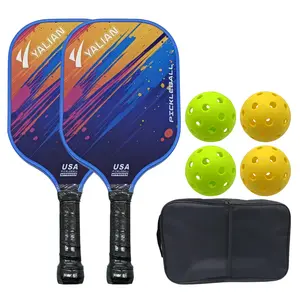 YALIAN Fiberglass Pickleball Set - 2 Paddles, 4 Pickle Balls, Lightweight Honeycomb Core, Non-Slip Grip, USAPA Standard for Indoor & Outdoor Pickle Ball Play