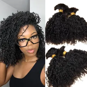 Afro Kinky Bulk Human Braiding Hair 100% Unprocessed Brazilian Virgin Human Hair Extensions Micro Kinky Curly Braids Hair Braids Double Drown Full End Bulk Hair