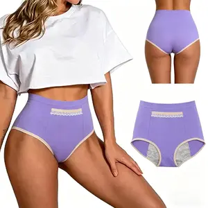 Women’s High-Waisted Leakproof Period Underwear  Soft Cotton Full-Coverage Menstrual Panties Breathable Comfort with Side Protection