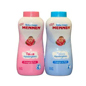 Talco Mennen Magic, AZUL y ROSA , Hipoalergénico. Protege Su Piel 200g, Talcum Powder, 2-PACK-COMBINATION Sensitive