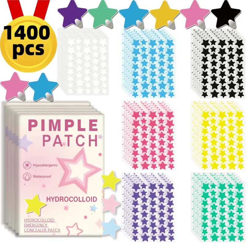1400 Patches,Star Pimple Patches for Face Hydrocolloid, Absorbing Cover, Tea Tree, Hydrocolloid Acne Patch, Cute Star Pimple Patch