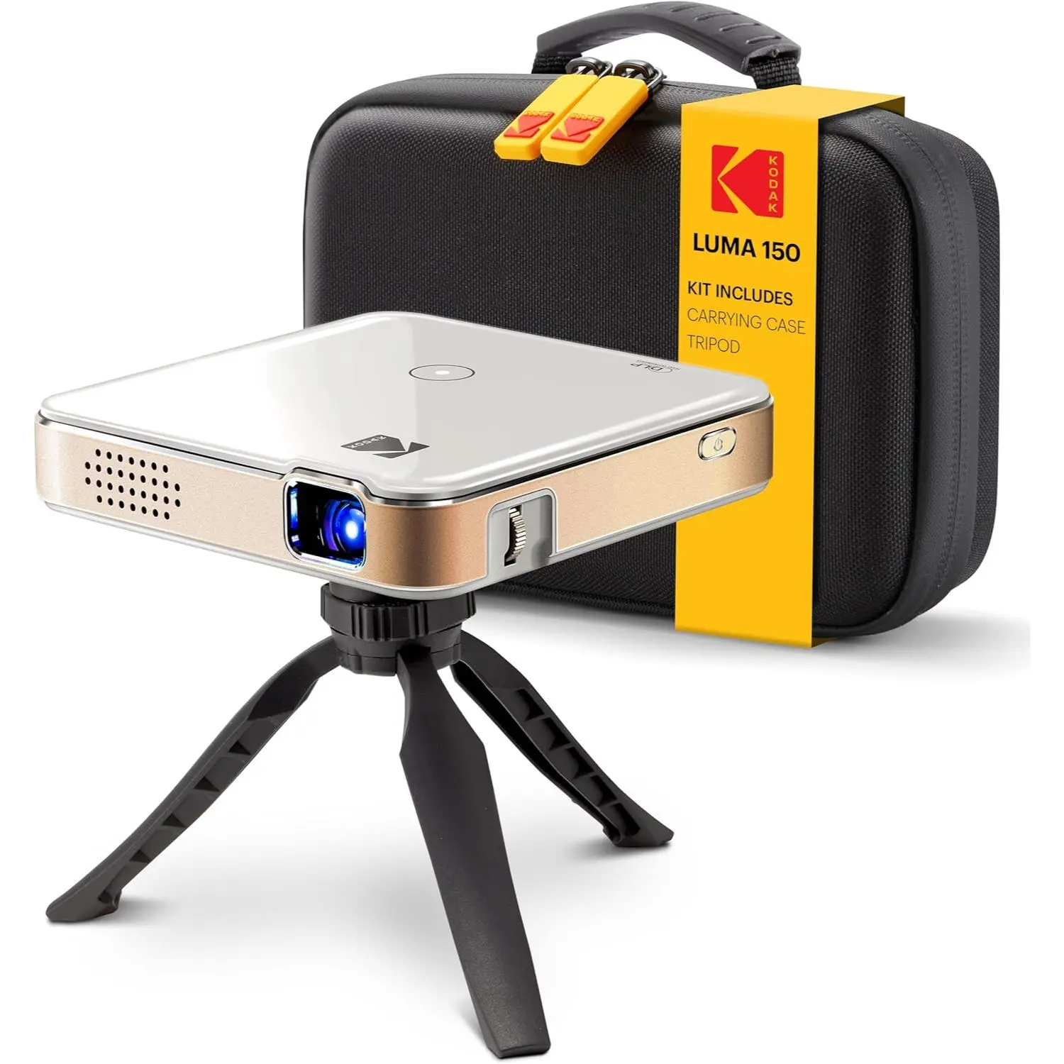Kodak Luma 150 Pico Portable Video Projector with Rechargeable Ultra Mini Design, Audio Speaker, Screen, Travel Case & Tripod