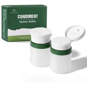 Condiment Squeeze Bottles, 1.3-oz salad dressing container to go, Leak Proof - Great for Sauce, Ketchup, Dressing, Oil - Easy Pour & Clean, BPA-FREE Plastic - 2 PACK