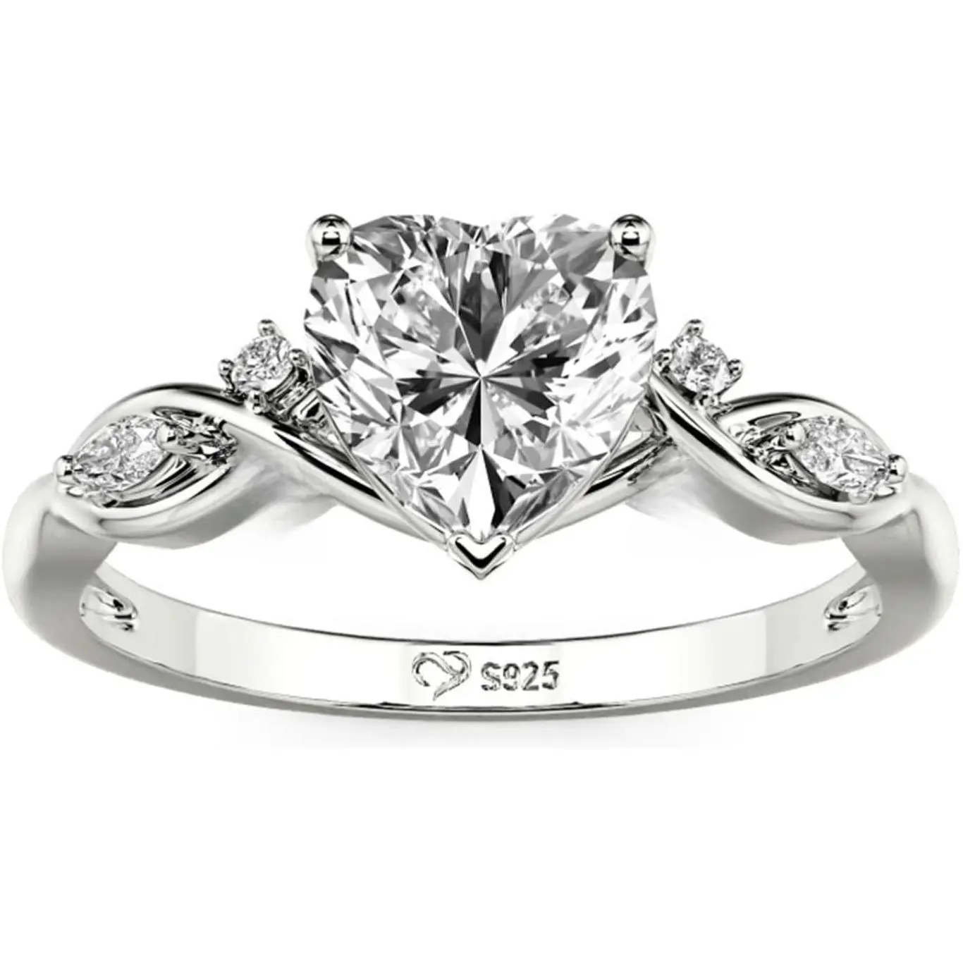Jeulia Moissanite Twig Ring for Women | Infinity Twist Heart Cut Promise Ring | 925 Sterling Silver Anniversary Wedding Gift for Her | Engagement Promise Band with Gift Box