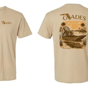 Glades Airboat T-Shirt | Florida Alligator & Swamp Scene Graphic Tee | Retro Everglades Outdoor Shirt