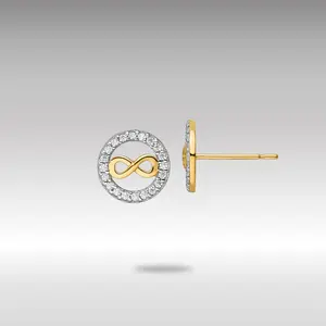 14K Gold CZ Infinity Symbol Post Earrings - Model YE2024