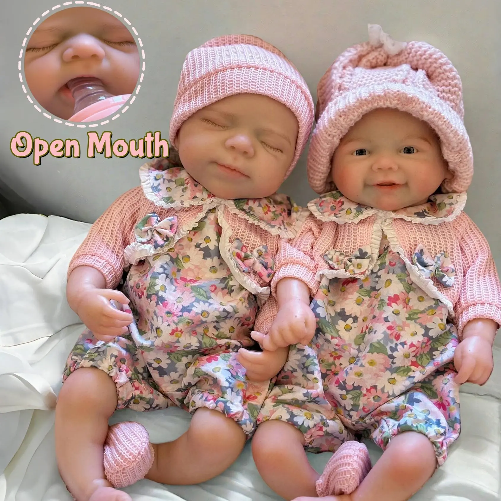 Otarddolls Realistic Baby Doll - 1PC 13In/31-33cm Full Body Soft Solid Silicone Girl Doll, 2 Styles, Open-Close Eyes, 3D Painted Skin, Openable Mouth, Removable Clothing, Children's Toy & Birthday Gift, Realistic Baby Dolls
