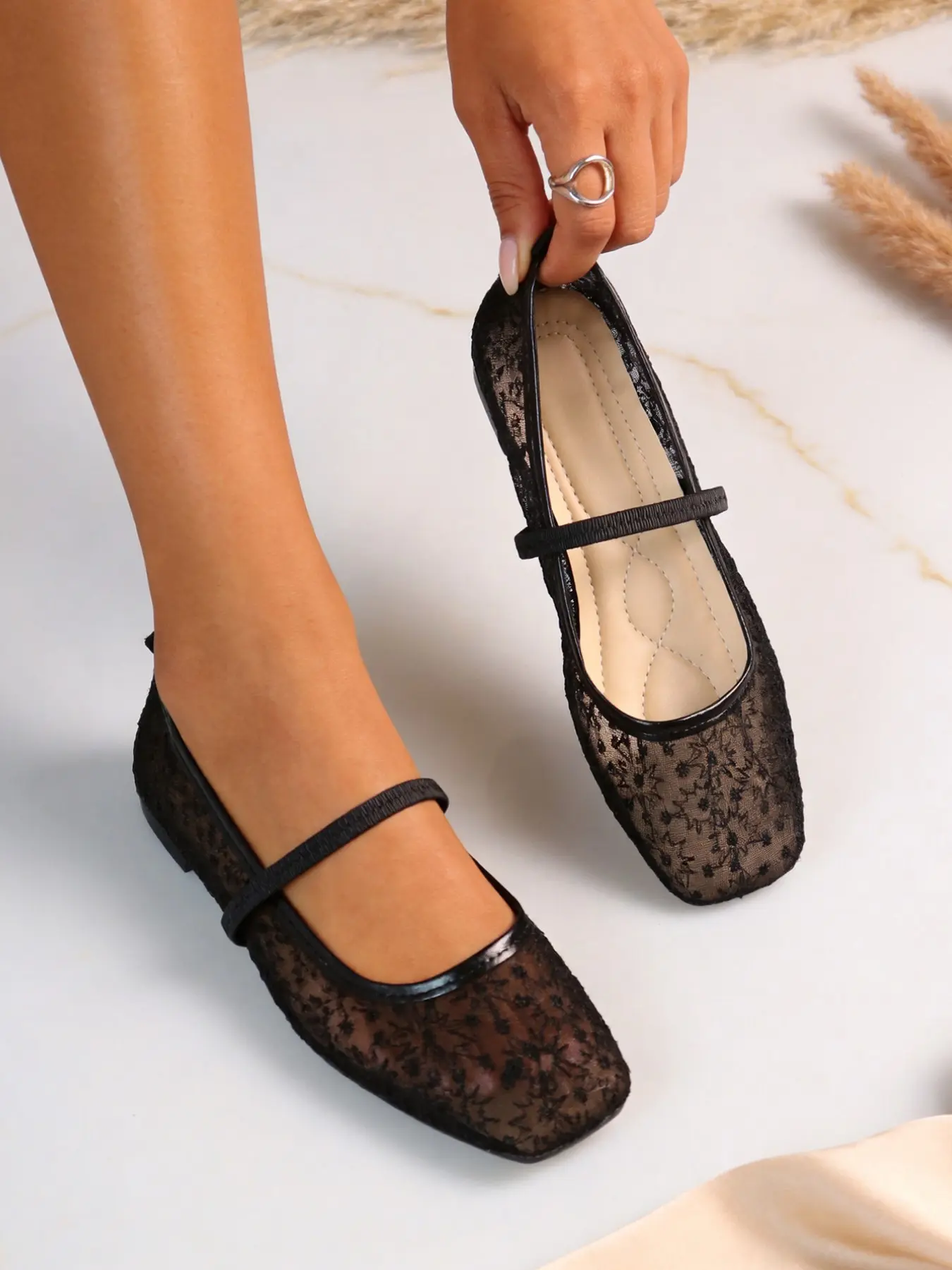 Women's Elegant Classic Mary Jane Flat Shoes, Square Toe Ballet Flats, Formal Casual Flats, Comfortable All-Season Casual Footwear, Perfect for Daily Wear