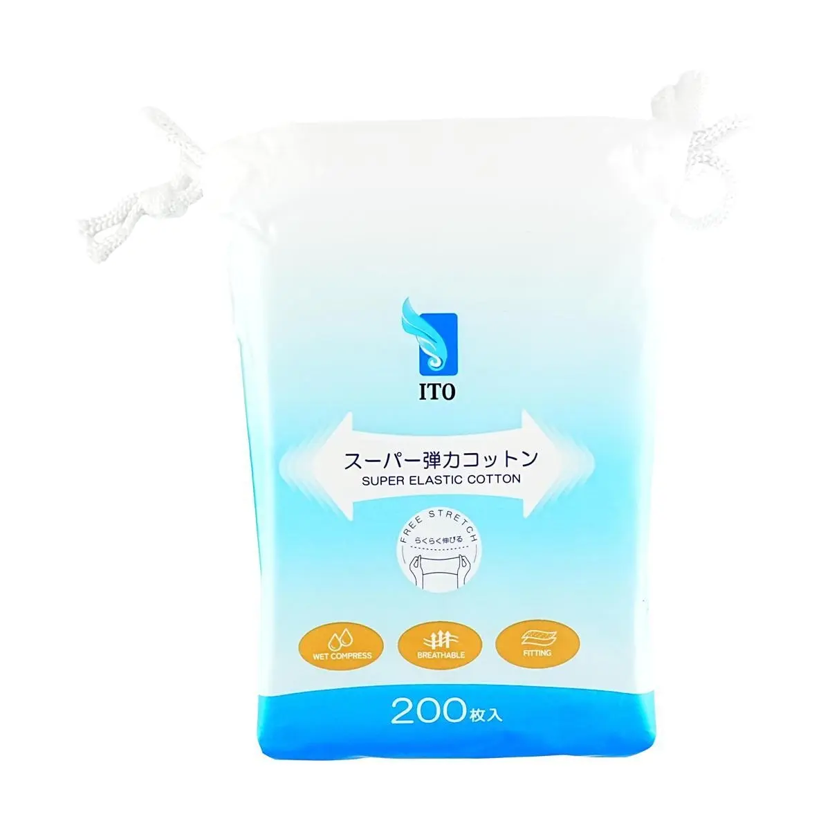 ITO Japan Super Elastic Cotton Pads for Wet Compress & Makeup Removal - 200 Count