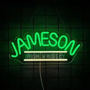Jameson Neon Sign for Jameson in Bar Pub Man Cave or Party,colorful Led Light Suitable for Garage Decor or Business Display,USB Powered Easy Hanging