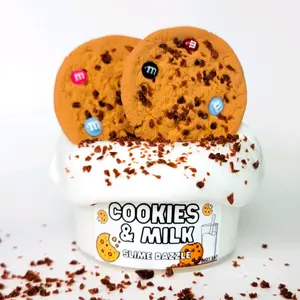 Cookies and Milk Butter Slime – 10 Fl Oz total Buttermilk Base with Clay Cookie Pieces, Crumble Sprinkles & Candy Charms – Cookies Scented Beginner Butter Slime