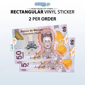 50 billete frida kahlo rectangular vinyl sticker