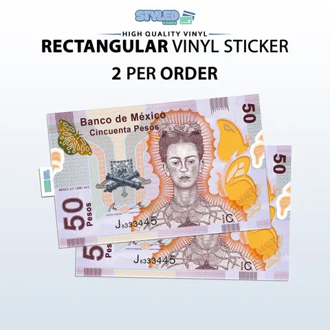 50 billete frida kahlo rectangular vinyl sticker