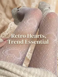 Women's Sexy Versatile Heart Pattern Tight Fit Fishnet Socks, 1 Pair, Casual Style, All Seasons, Sheer Design