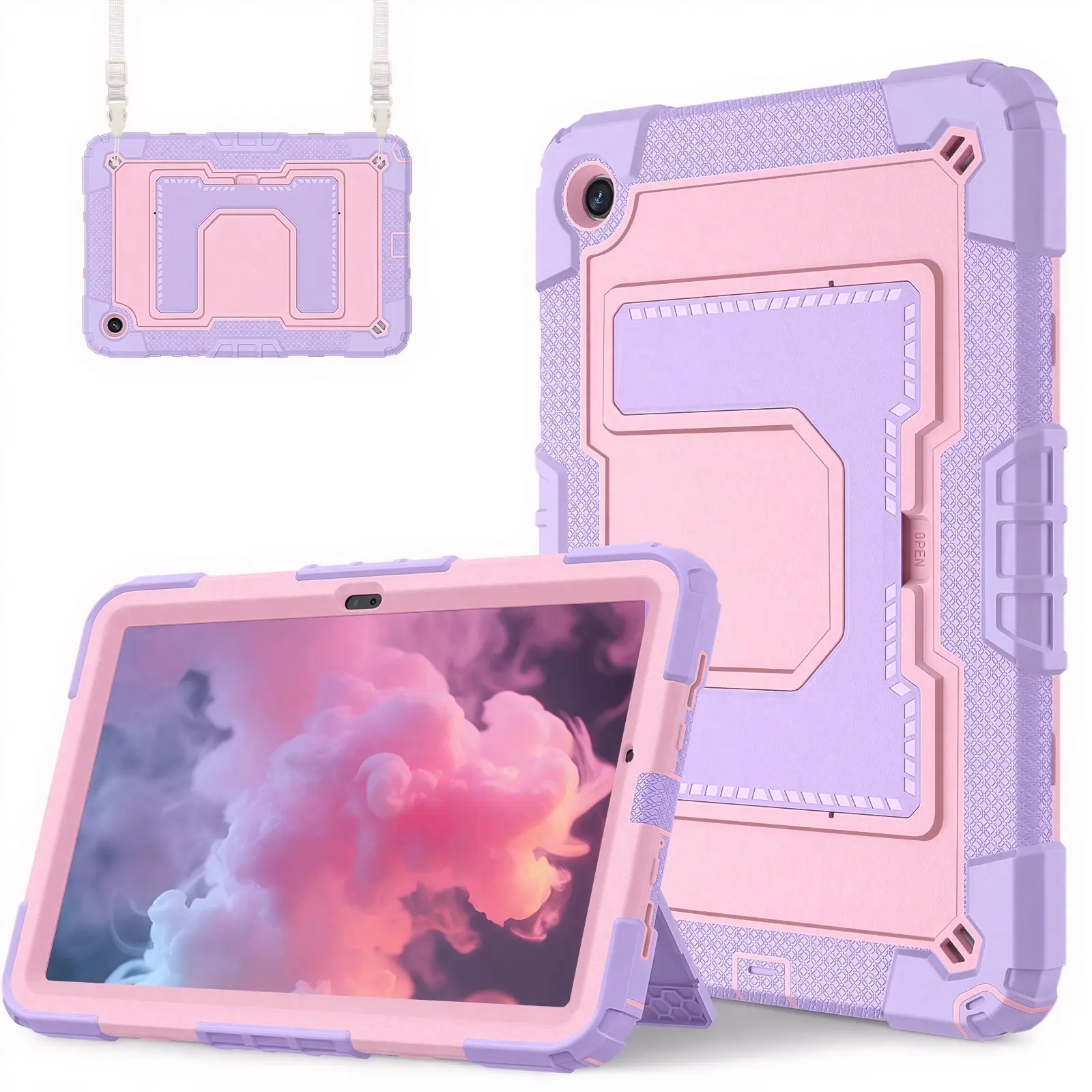 SPALLO for Samsung Galaxy Tab A11 / A9 8.7 Inch 2025/2023 Case, Tablet Protective Cover, Tablet Casing, Kids Friendly Tablet S10 Lite / S9 FE & A11+ / A9 Plus 11" Shockproof Protection Cover with Shoulder Strap - Purple Tablet Cover, Tablet Accessories